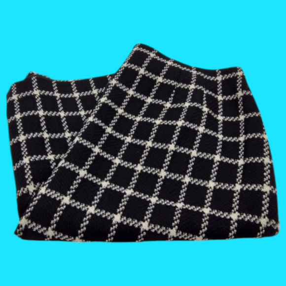 Fall Winter Timeless Black & White Plaid Window Pane Size 12 Talbot's Wool Skirt - Picture 1 of 14